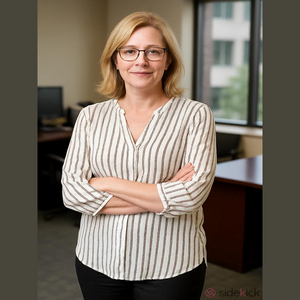 Francesca's Beige Stripe Elbow Length Blouse